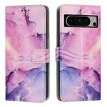 For Google Pixel 8 Pro Painted Marble Pattern Leather Phone Case(Purple)