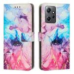 For Xiaomi Redmi Note 12 4G Global Painted Marble Pattern Leather Phone Case(Pink Purple)