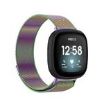 For Fitbit Versa 4 Milanese Magnetic Metal Weave Watchband, Small Size(Colorful)