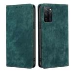 For OPPO A55S 5G RFID Anti-theft Brush Magnetic Leather Phone Case(Green)