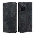 For OPPO A55S 5G RFID Anti-theft Brush Magnetic Leather Phone Case(Black)