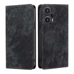 For Xiaomi Redmi Note 12 Turbo RFID Anti-theft Brush Magnetic Leather Phone Case(Black)
