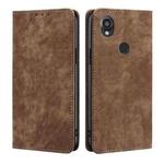 For Kyocera Digno SX3-KYG02 RFID Anti-theft Brush Magnetic Leather Phone Case(Brown)