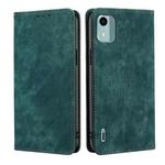 For Nokia C12 RFID Anti-theft Brush Magnetic Leather Phone Case(Green)