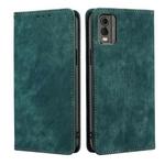 For Nokia C32 RFID Anti-theft Brush Magnetic Leather Phone Case(Green)