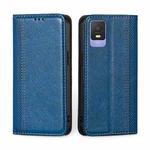 For TCL 403 Grid Texture Magnetic Flip Leather Phone Case(Blue)