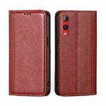 For Rakuten Hand 4G Grid Texture Magnetic Flip Leather Phone Case(Red)