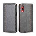 For Rakuten Hand 4G Grid Texture Magnetic Flip Leather Phone Case(Grey)