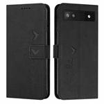 For Google Pixel 7a Skin Feel Heart Pattern Leather Phone Case(Black)