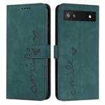 For Google Pixel 7a Skin Feel Heart Pattern Leather Phone Case(Green)
