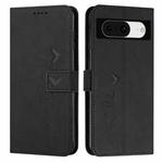 For Google Pixel 8 Skin Feel Heart Pattern Leather Phone Case(Black)