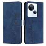 For Tecno Spark 10 5G Skin Feel Heart Pattern Leather Phone Case(Blue)