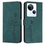 For Tecno Spark 10 5G Skin Feel Heart Pattern Leather Phone Case(Green)