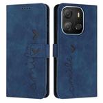 For Tecno Pop 7 Skin Feel Heart Pattern Leather Phone Case(Blue)