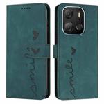 For Tecno Pop 7 Skin Feel Heart Pattern Leather Phone Case(Green)