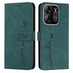 For Tecno Pop 7 Pro Skin Feel Heart Pattern Leather Phone Case(Green)