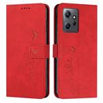 For Xiaomi Redmi Note 12 4G Global Skin Feel Heart Pattern Leather Phone Case(Red)