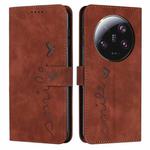 For Xiaomi 13 Ultra Skin Feel Heart Pattern Leather Phone Case(Brown)