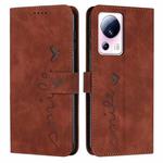 For Xiaomi Civi 2 / 13 Lite Skin Feel Heart Pattern Leather Phone Case(Brown)