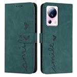 For Xiaomi Civi 2 / 13 Lite Skin Feel Heart Pattern Leather Phone Case(Green)