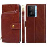 For vivo iQOO Z7x Zipper Bag Leather Phone Case(Brown)