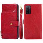 For OPPO A55S 5G Zipper Bag Leather Phone Case(Red)