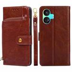 For Realme GT Neo5 SE Zipper Bag Leather Phone Case(Brown)
