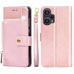 For Xiaomi Redmi Note 12 Turbo Zipper Bag Leather Phone Case(Rose Gold)