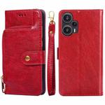 For Xiaomi Redmi Note 12 Turbo Zipper Bag Leather Phone Case(Red)