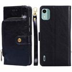 For Nokia C12 Zipper Bag Leather Phone Case(Black)