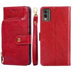 For Nokia C32 Zipper Bag Leather Phone Case(Red)