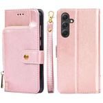 For Samsung Galaxy A54 5G Zipper Bag Leather Phone Case(Rose Gold)