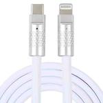Mech Series 120W USB-C / Type-C to 8 Pin Metal Plug Silicone Fast Charging Data Cable, Length: 1.2m(White)