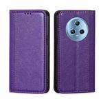 For Honor Magic5 Grid Texture Magnetic Flip Leather Phone Case(Purple)