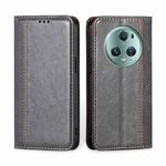 For Honor Magic5 Pro Grid Texture Magnetic Flip Leather Phone Case(Grey)