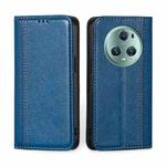 For Honor Magic5 Pro Grid Texture Magnetic Flip Leather Phone Case(Blue)