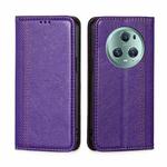 For Honor Magic5 Pro Grid Texture Magnetic Flip Leather Phone Case(Purple)