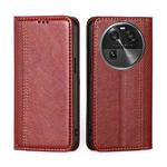 For OPPO Find X6 5G Grid Texture Magnetic Flip Leather Phone Case(Red)