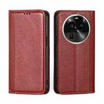 For OPPO Find X6 Pro 5G Grid Texture Magnetic Flip Leather Phone Case(Red)