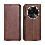 For OPPO Find X6 Pro 5G Grid Texture Magnetic Flip Leather Phone Case(Brown)