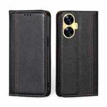 For Realme C55 4G Grid Texture Magnetic Flip Leather Phone Case(Black)