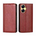 For Realme C55 4G Grid Texture Magnetic Flip Leather Phone Case(Red)