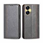 For Realme C55 4G Grid Texture Magnetic Flip Leather Phone Case(Grey)