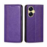 For Realme C55 4G Grid Texture Magnetic Flip Leather Phone Case(Purple)