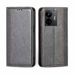 For Realme GT Neo 5 / GT3 Grid Texture Magnetic Flip Leather Phone Case(Grey)