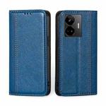 For Realme GT Neo 5 / GT3 Grid Texture Magnetic Flip Leather Phone Case(Blue)