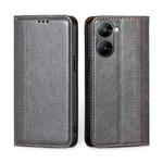 For Realme V30 5G / V30t Grid Texture Magnetic Flip Leather Phone Case(Grey)