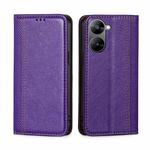 For Realme V30 5G / V30t Grid Texture Magnetic Flip Leather Phone Case(Purple)