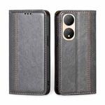 For vivo Y100 5G Grid Texture Magnetic Flip Leather Phone Case(Grey)