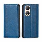 For vivo Y100 5G Grid Texture Magnetic Flip Leather Phone Case(Blue)